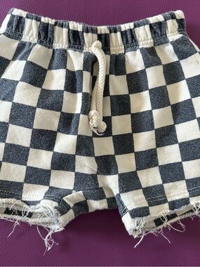 Kids Checkerboard Drawstring Shorts - Blue & White
